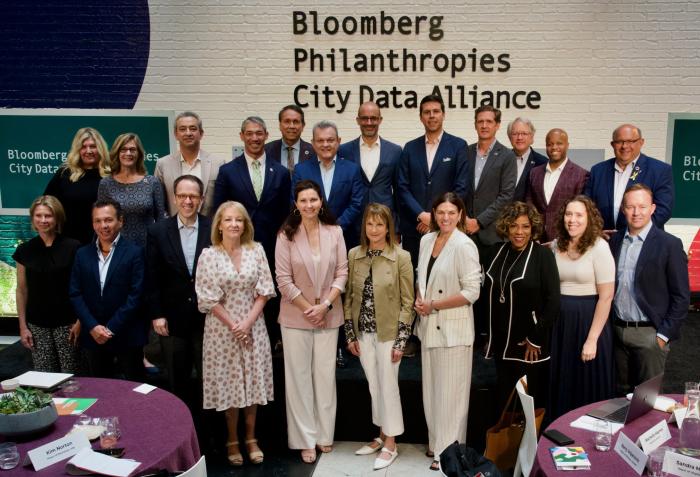 Group photo of City Data Alliance Mayors and Bloomberg Philanthropies leadership.