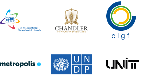 A logo collage showing the partners of the 2025 Global Mayors Challenge