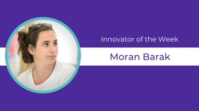 Purple background, circular headshot of Moran Barak and text celebrating them as Innovator of the Week