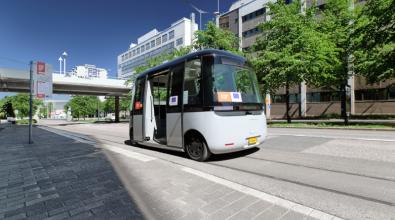 autonomous vehicle being tested in Helsinki Finland in Pasila district