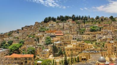 A panorama of the city of As-Salt, Jordan.