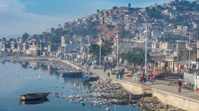 The Rivire Mapou flowing through Cap Haitien, Haiti, Caribbean.