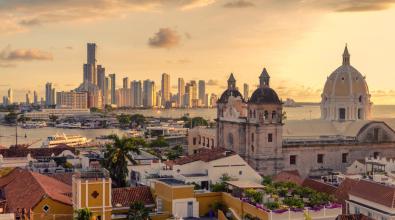 Beautiful sunset over Cartagena, Colombia.