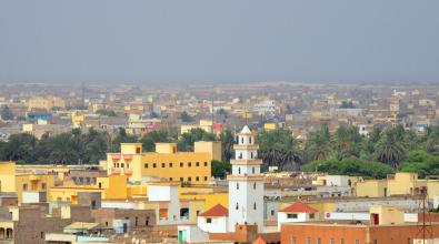 The skyline of Nouakchott, Mauritania.