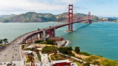The Golden Gate Bridge in San Francisco, California.